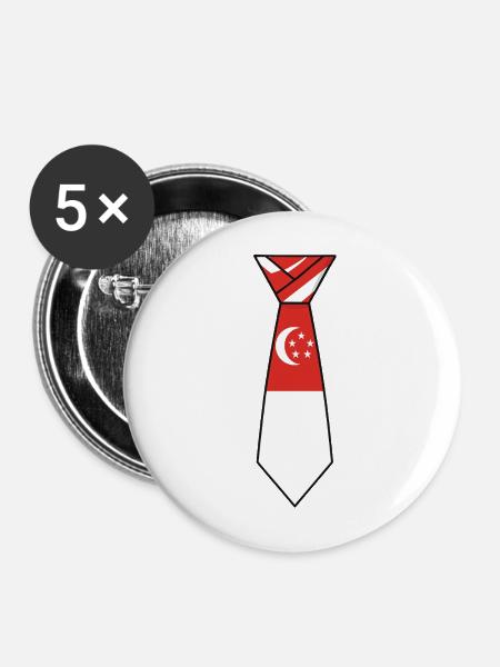 Singapore Tie – Flaggendesign - Buttons mittel 32 mm (5er Pack) - Weiß