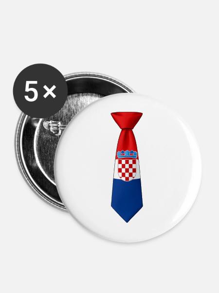 Croatia Tie – Flaggendesign - Buttons mittel 32 mm (5er Pack) - Weiß