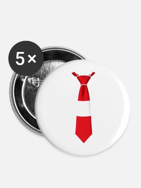 Lettische Krawatte – Flaggendesign - Buttons mittel 32 mm (5er Pack) - Weiß