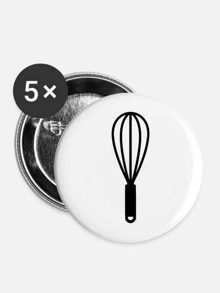 Schneebesen Rührbesen Backen - Buttons mittel 32 mm (5er Pack) - Weiß