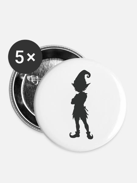 elfe_silhouette- - Buttons mittel 32 mm (5er Pack) - Weiß