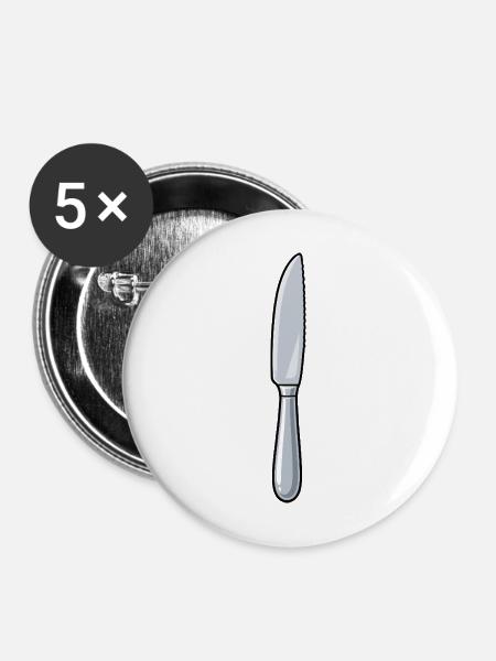 Küchenmesser Linienkunst - Buttons mittel 32 mm (5er Pack) - Weiß