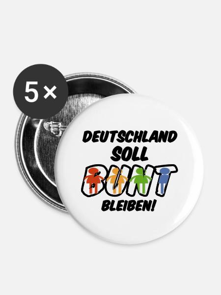 Buntes Deutschland Geschenk - Buttons mittel 32 mm (5er Pack) - Weiß