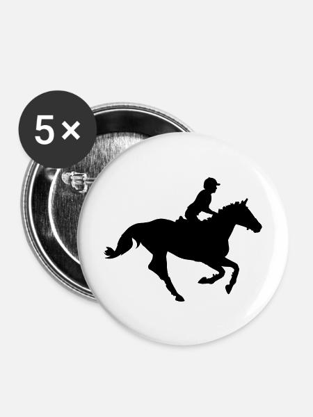 Pferdesport - Buttons mittel 32 mm (5er Pack) - Weiß