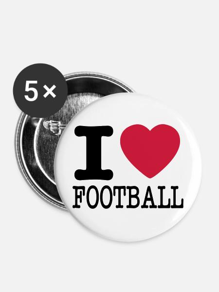 Ich liebe Fußball - Buttons mittel 32 mm (5er Pack) - Weiß