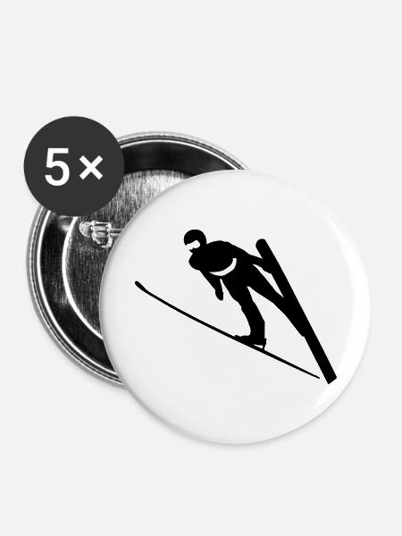 Skisprung - Buttons mittel 32 mm (5er Pack) - Weiß