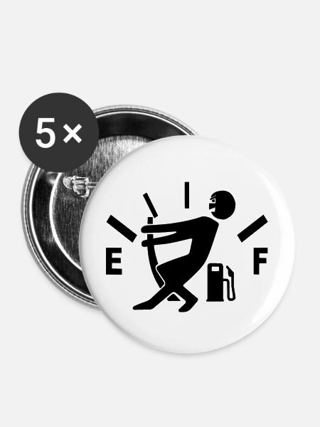 Tankanzeige Leer - Buttons mittel 32 mm (5er Pack) - Weiß