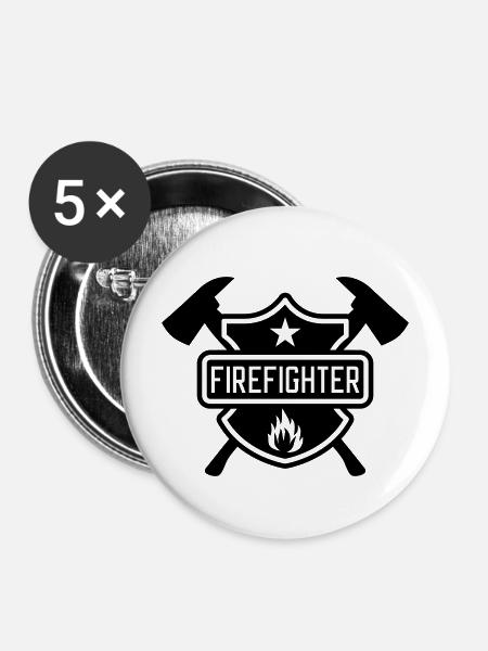 Firefighter - Buttons mittel 32 mm (5er Pack) - Weiß