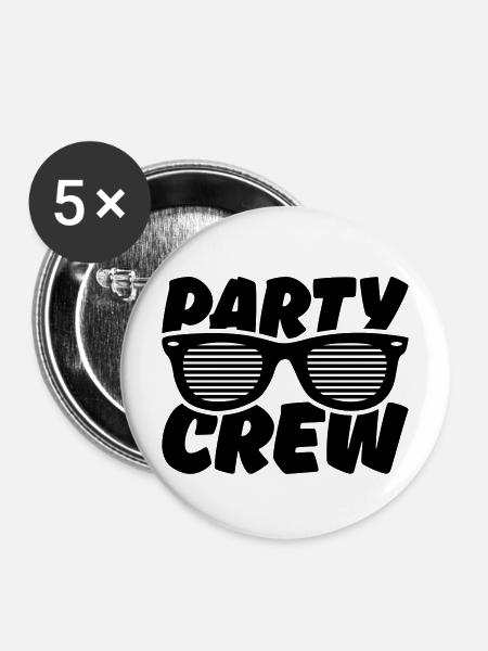 party crew - Buttons mittel 32 mm (5er Pack) - Weiß