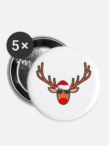 Rentier - Buttons mittel 32 mm (5er Pack) - Weiß