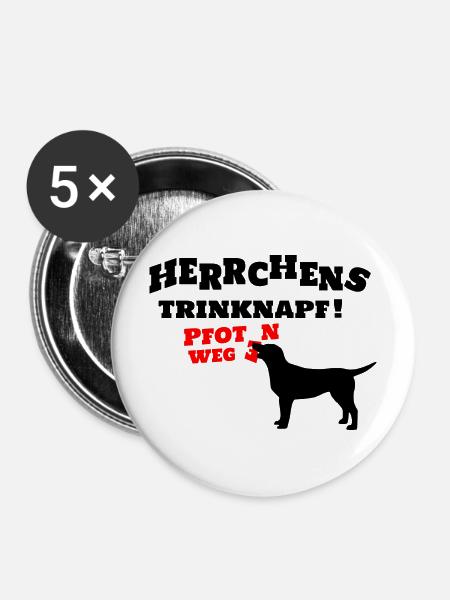 Herrchens Trinknapf ! - Buttons mittel 32 mm (5er Pack) - Weiß