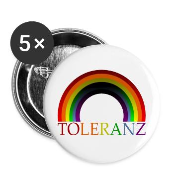 TOLERANZ REGENBOGENFAHNE DIVERSITÄT VIELFALT - Buttons mittel 32 mm (5er Pack) - Weiß - Vorne