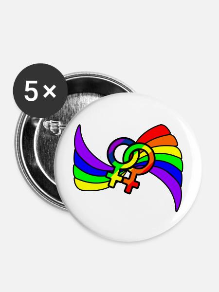 Regenbogen lesbies stolzes Logo - Buttons mittel 32 mm (5er Pack) - Weiß