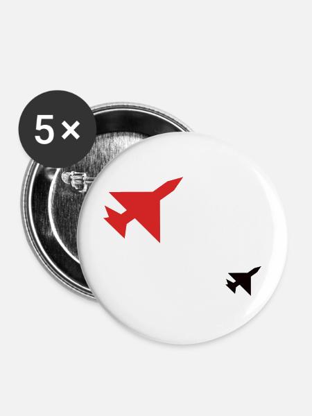 Jet Schatten - Buttons mittel 32 mm (5er Pack) - Weiß