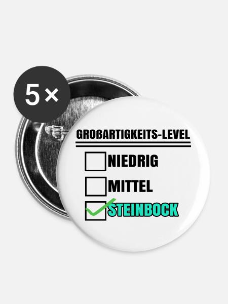 Astrologie Steinbock Statement Tierkreiszeichen - Buttons mittel 32 mm (5er Pack) - Weiß