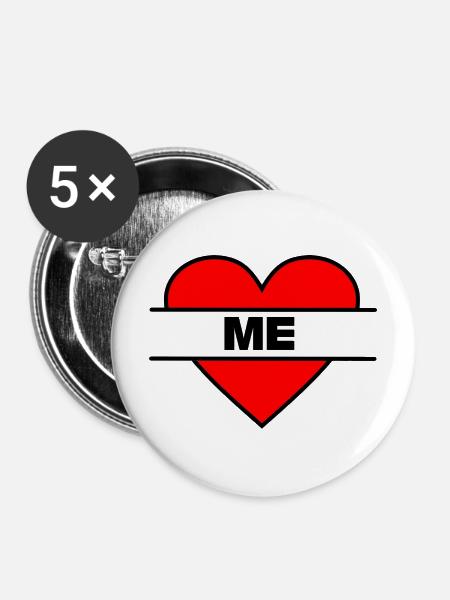 Herz, ich liebe mich - Buttons mittel 32 mm (5er Pack) - Weiß
