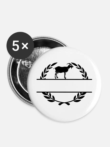 Ziegenkäse Monogramm Lorbeerkranz - Buttons mittel 32 mm (5er Pack) - Weiß