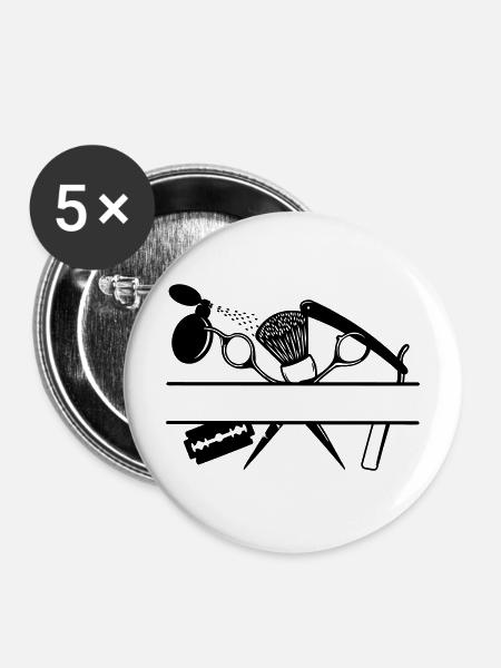 Textbanner für Friseurattribute - Buttons mittel 32 mm (5er Pack) - Weiß