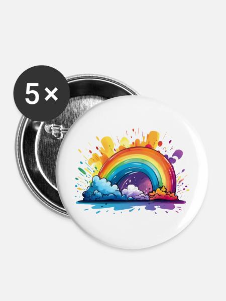 Dein Regenbogen - Buttons mittel 32 mm (5er Pack) - Weiß
