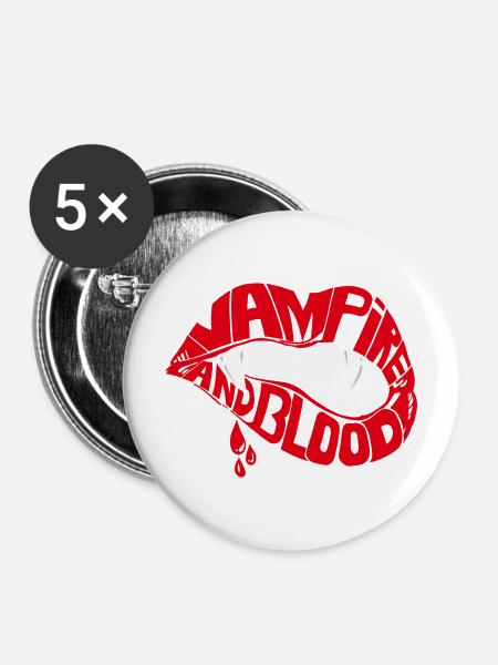 Vampirlippe - Buttons mittel 32 mm (5er Pack) - Weiß