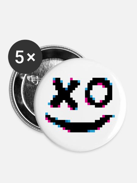Neon-Pixel-Konfetti - Buttons mittel 32 mm (5er Pack) - Weiß