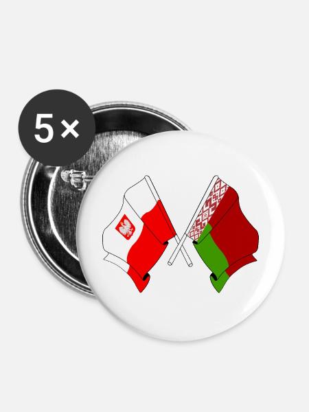 Flagge Polens, Weißrusslands - Buttons mittel 32 mm (5er Pack) - Weiß
