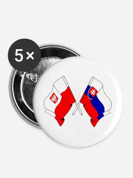 Flagge Polen, Slowakei - Buttons mittel 32 mm (5er Pack) - Weiß