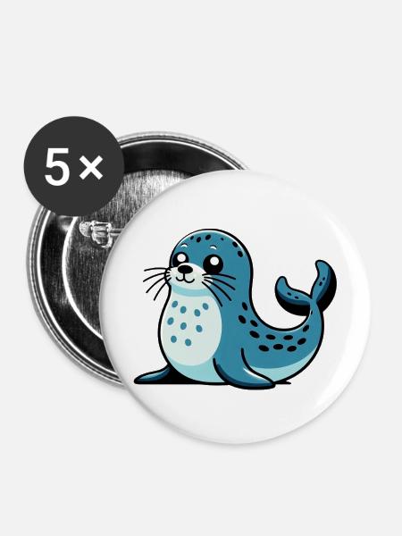 Siegel - Buttons mittel 32 mm (5er Pack) - Weiß