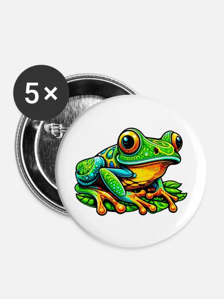 Frosch - Buttons mittel 32 mm (5er Pack) - Weiß