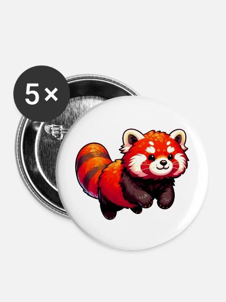 Kleiner Panda - Buttons mittel 32 mm (5er Pack) - Weiß