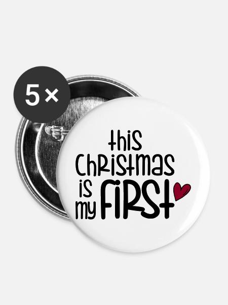 First Christmas - Buttons mittel 32 mm (5er Pack) - Weiß