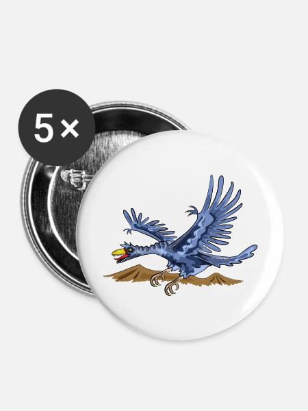 Dinosaurier Dino - Buttons mittel 32 mm (5er Pack) - Weiß