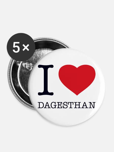 I LOVE DAGHESTAN - Buttons mittel 32 mm (5er Pack) - Weiß