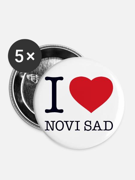 I LOVE NOVI SAD - Buttons mittel 32 mm (5er Pack) - Weiß