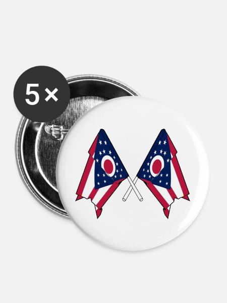Zwei Flaggen durchquerten Ohio - Buttons mittel 32 mm (5er Pack) - Weiß