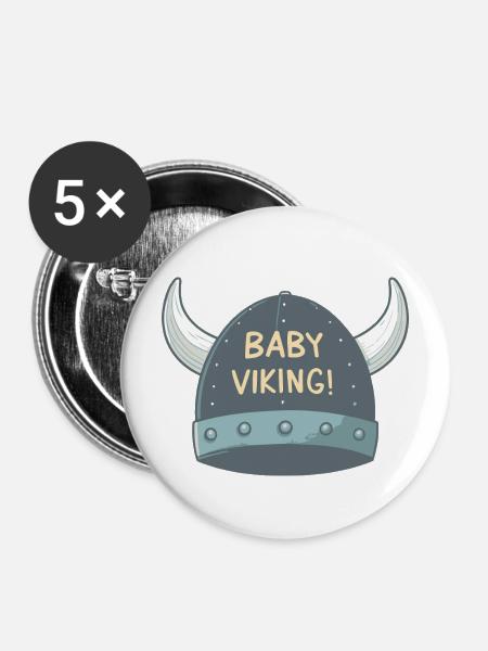 Wikingerbaby-Hornhelm - Buttons mittel 32 mm (5er Pack) - Weiß