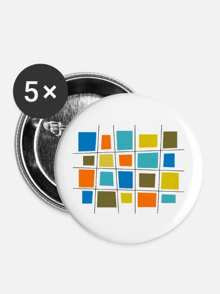 Farbiges Patchwork von Cean - Buttons mittel 32 mm (5er Pack) - Weiß