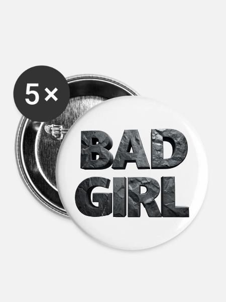 Bad Girl – Glatter Stein - Buttons mittel 32 mm (5er Pack) - Weiß