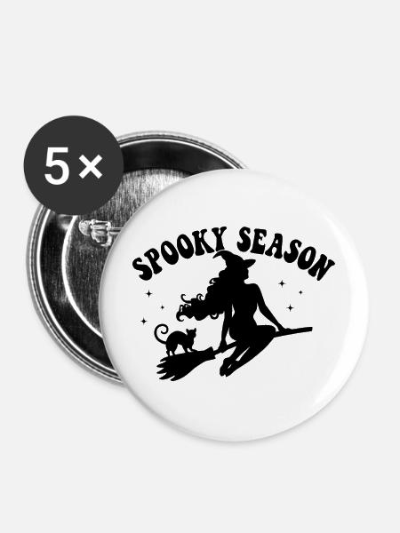 Spooky Season Witch Illustration - Buttons mittel 32 mm (5er Pack) - Weiß