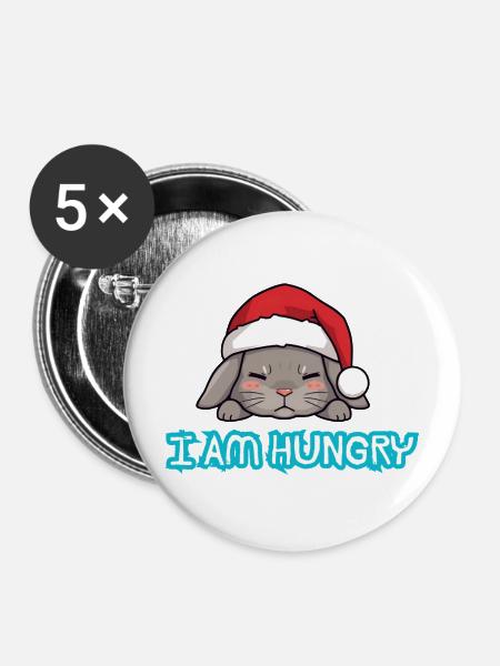 Weihnachten Gourmet Hase - Buttons mittel 32 mm (5er Pack) - Weiß