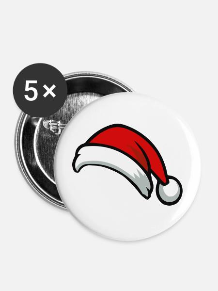 Santa Hut Graphic - Buttons mittel 32 mm (5er Pack) - Weiß