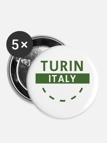 Turin Italien Emblem - Buttons mittel 32 mm (5er Pack) - Weiß