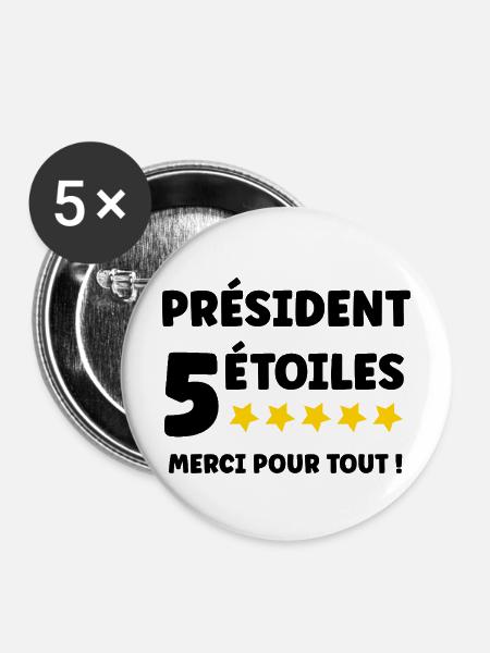 Präsident - Buttons mittel 32 mm (5er Pack) - Weiß