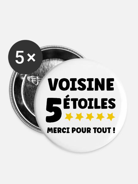 Nachbar - Buttons mittel 32 mm (5er Pack) - Weiß