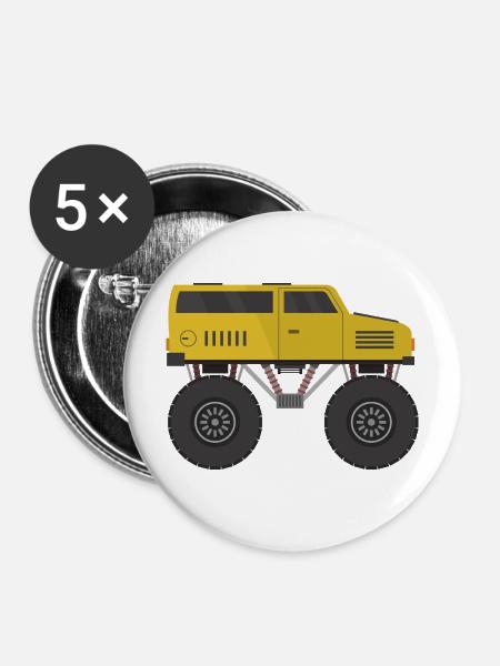 Monstertruck - Buttons mittel 32 mm (5er Pack) - Weiß