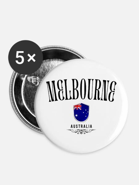 Souvenir Melbourne, Melbourne Australien - Buttons mittel 32 mm (5er Pack) - Weiß