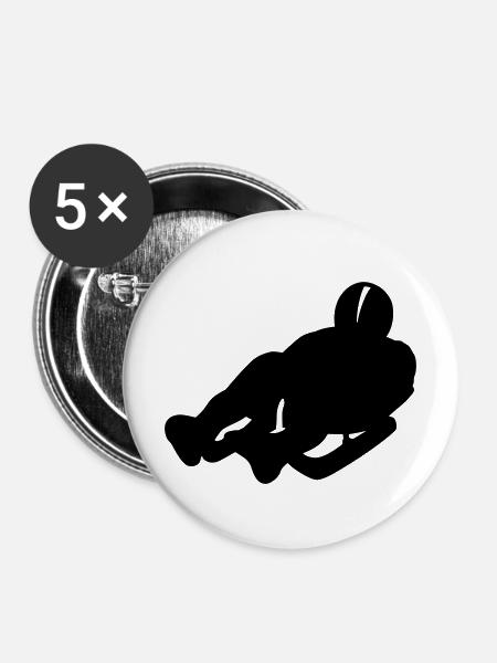 Schlitten - Buttons mittel 32 mm (5er Pack) - Weiß