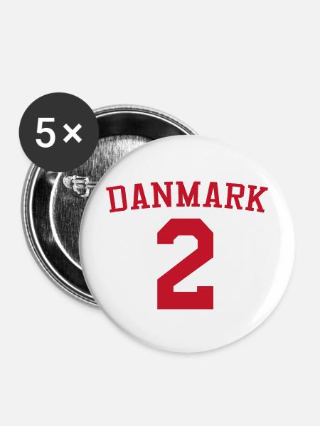 Dänemark 2 – Rotes Textdesign - Buttons mittel 32 mm (5er Pack) - Weiß