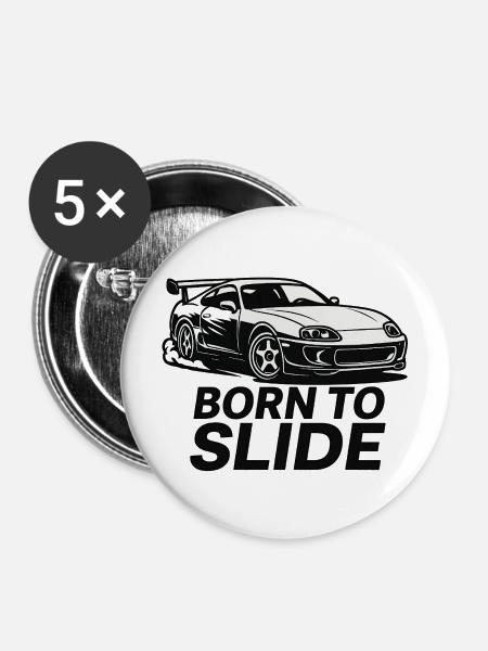 Born to Slide - Buttons mittel 32 mm (5er Pack) - Weiß