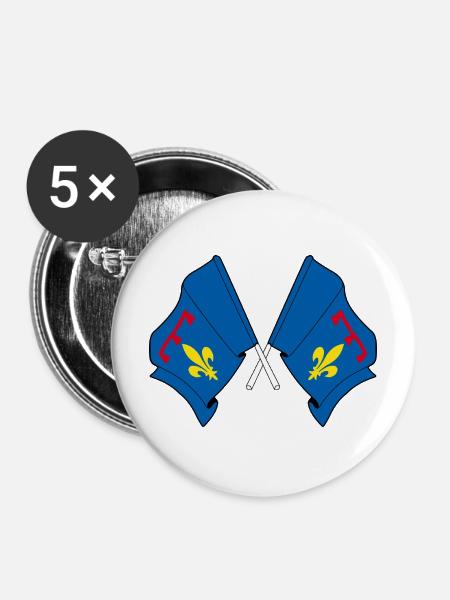 Kreuzte Flaggen Provence - Buttons mittel 32 mm (5er Pack) - Weiß